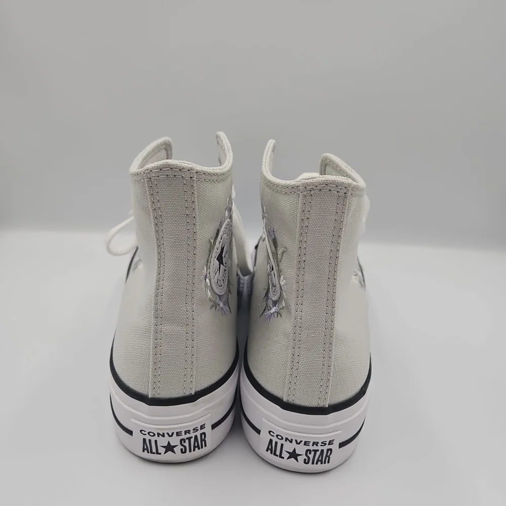 Converse Light Gray High-Tops with Floral Design - Picture 5 of 9